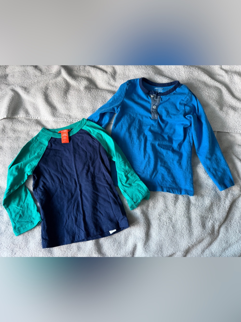 Kids Colorblock raglan and henley Long Sleeve Tops - Blue & Teal